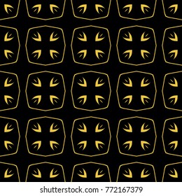 Abstract seamless pattern of black and gold color for wallpapers and background. 
