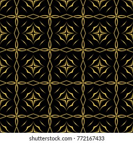 Abstract seamless pattern of black and gold color for wallpapers and background. 
