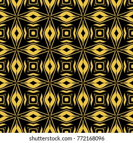 Abstract seamless pattern of black and gold color for wallpapers and background. 