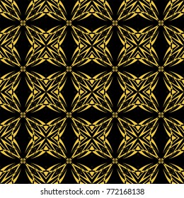 Abstract seamless pattern of black and gold color for wallpapers and background. 