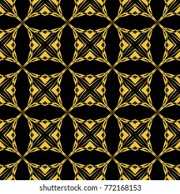 Abstract seamless pattern of black and gold color for wallpapers and background. 