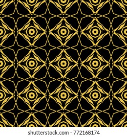Abstract seamless pattern of black and gold color for wallpapers and background. 