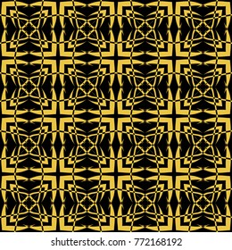 Abstract seamless pattern of black and gold color for wallpapers and background. 