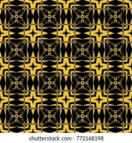 Abstract seamless pattern of black and gold color for wallpapers and background. 