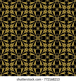 Abstract seamless pattern of black and gold color for wallpapers and background. 