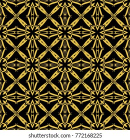 Abstract seamless pattern of black and gold color for wallpapers and background. 