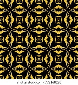Abstract seamless pattern of black and gold color for wallpapers and background. 