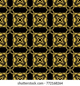 Abstract seamless pattern of black and gold color for wallpapers and background. 