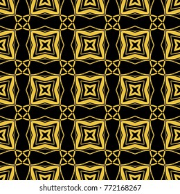 Abstract seamless pattern of black and gold color for wallpapers and background. 