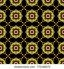 Abstract seamless pattern of black and gold color for wallpapers and background. 