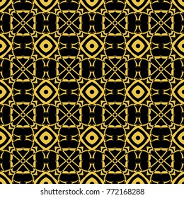 Abstract seamless pattern of black and gold color for wallpapers and background. 