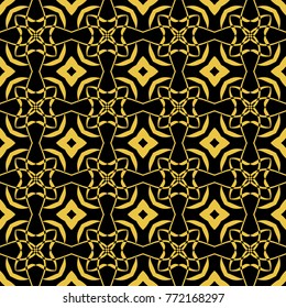 Abstract seamless pattern of black and gold color for wallpapers and background. 