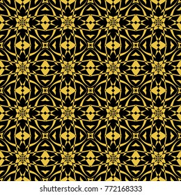 Abstract seamless pattern of black and gold color for wallpapers and background. 