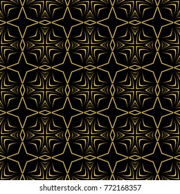 Abstract seamless pattern of black and gold color for wallpapers and background. 