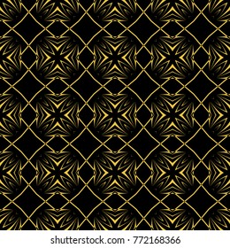 Abstract seamless pattern of black and gold color for wallpapers and background. 