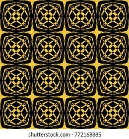 Abstract seamless pattern of black and gold color for wallpapers and background.