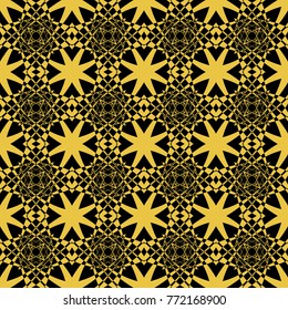 Abstract seamless pattern of black and gold color for wallpapers and background.