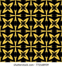 Abstract seamless pattern of black and gold color for wallpapers and background.