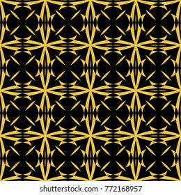 Abstract seamless pattern of black and gold color for wallpapers and background.