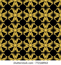 Abstract seamless pattern of black and gold color for wallpapers and background.
