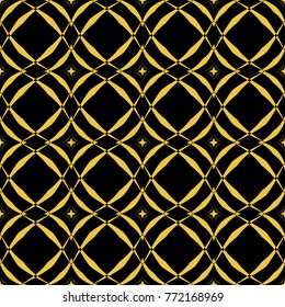 Abstract seamless pattern of black and gold color for wallpapers and background.