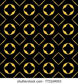 Abstract seamless pattern of black and gold color for wallpapers and background.