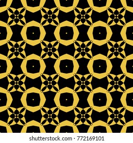 Abstract seamless pattern of black and gold color for wallpapers and background.