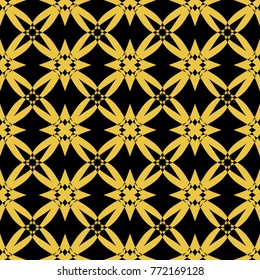Abstract seamless pattern of black and gold color for wallpapers and background.