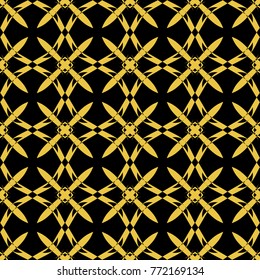 Abstract seamless pattern of black and gold color for wallpapers and background.