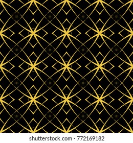 Abstract seamless pattern of black and gold color for wallpapers and background.