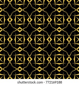 Abstract seamless pattern of black and gold color for wallpapers and background.