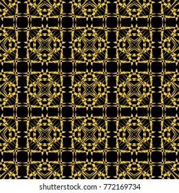 Abstract seamless pattern of black and gold color for wallpapers and background