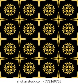 Abstract seamless pattern of black and gold color for wallpapers and background