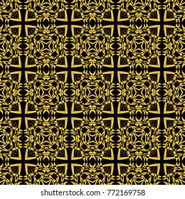 Abstract seamless pattern of black and gold color for wallpapers and background