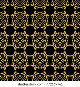 Abstract seamless pattern of black and gold color for wallpapers and background