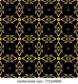 Abstract seamless pattern of black and gold color for wallpapers and background
