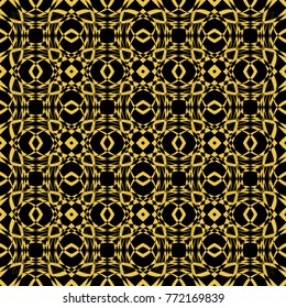 Abstract seamless pattern of black and gold color for wallpapers and background