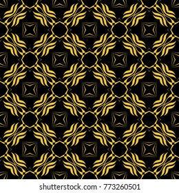 Abstract seamless pattern of black and gold color for wallpapers and background. 