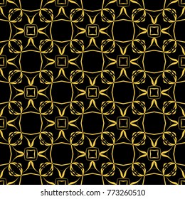 Abstract seamless pattern of black and gold color for wallpapers and background. 