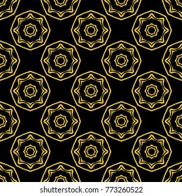 Abstract seamless pattern of black and gold color for wallpapers and background. 