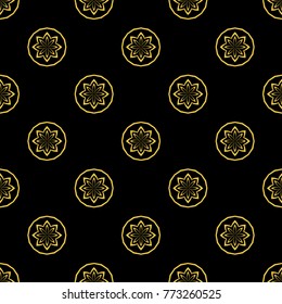 Abstract seamless pattern of black and gold color for wallpapers and background. 
