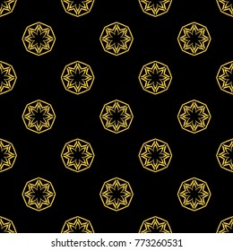 Abstract seamless pattern of black and gold color for wallpapers and background. 