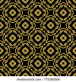Abstract seamless pattern of black and gold color for wallpapers and background. 