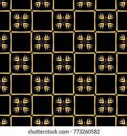 Abstract seamless pattern of black and gold color for wallpapers and background. 