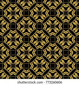 Abstract seamless pattern of black and gold color for wallpapers and background. 