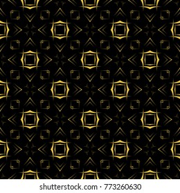 Abstract seamless pattern of black and gold color for wallpapers and background. 