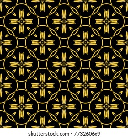 Abstract seamless pattern of black and gold color for wallpapers and background. 