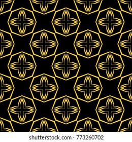 Abstract seamless pattern of black and gold color for wallpapers and background. 