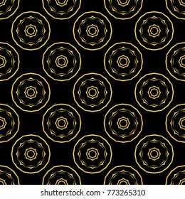 Abstract seamless pattern of black and gold color for wallpapers and background. 
