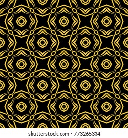 Abstract seamless pattern of black and gold color for wallpapers and background. 